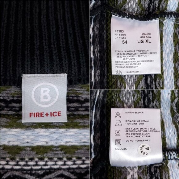 Bogner Fire Ice Mens XL 1/4 Zip Pullover Sweater Fair Isle Aztec Cotton Acrylic - Picture 9 of 11